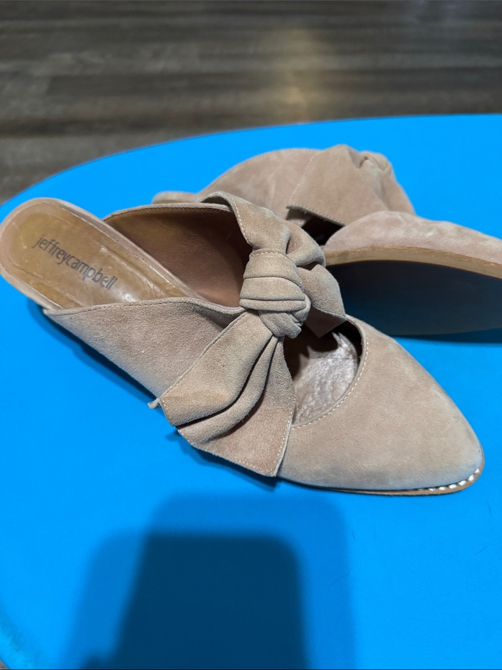 Jeffrey Campbell Beige Suede Knotted Pointed-Toe Mule
